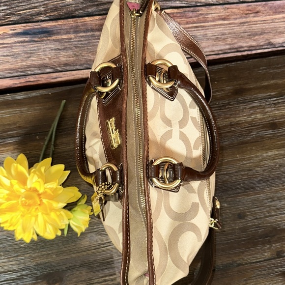 Coach Beige/Brown Op Art Canvas and Leather Julianne Hobo! In Great Condition! - Picture 9 of 12